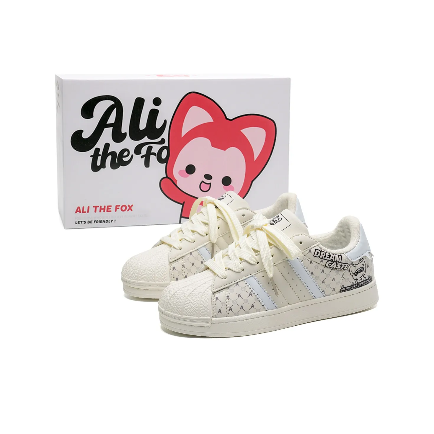 ALI THE FOX Slip Resistant Cushioning Abrasion Resistant Lightweight Low Top Skateboard Shoes Unisex Ecru