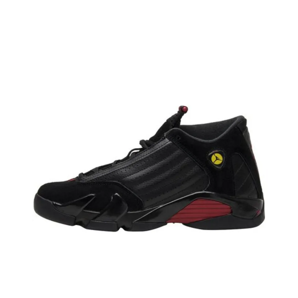 Jordan Air Jordan 14 Устойчивый к истиранию MID Топ Детские Баскетбольные кроссовки Черные Подростки