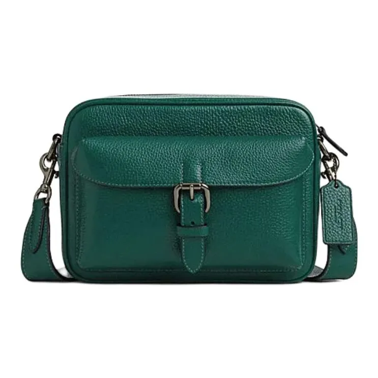 COACH Cow Leather Shoulder Bag, Crossbody Bag Trumpets Men's Emerald Green