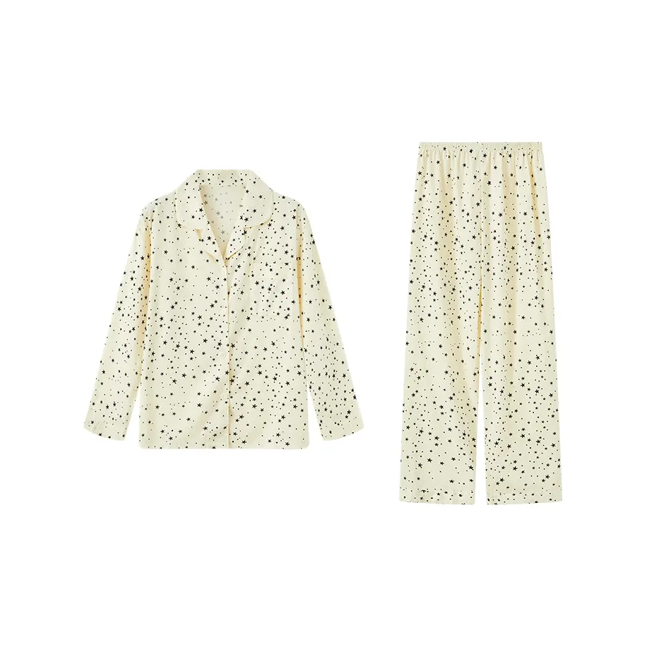 Сон Длинный Sleeved Брюки Кардиган Casual Fashion Домашняя одежда Студенты Спальня Дом Верхняя одежда Готовый Женские Абрикос