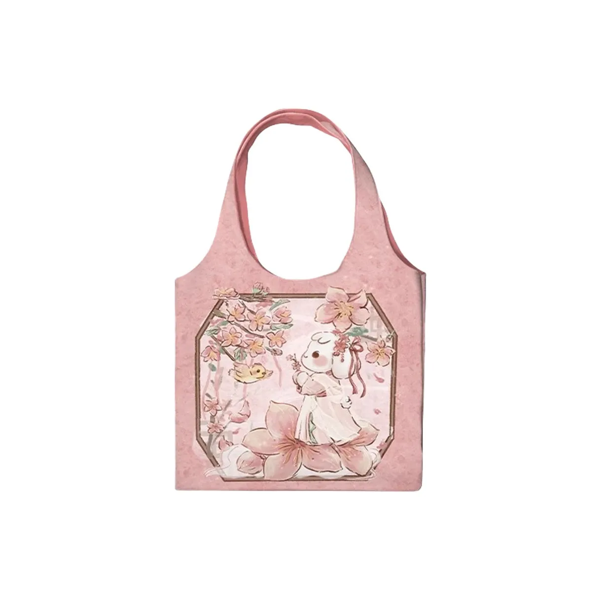 AOSONG Suede Technology Fabric Shoulder Bag Regular Unisex Traditional Chinese Style Peach