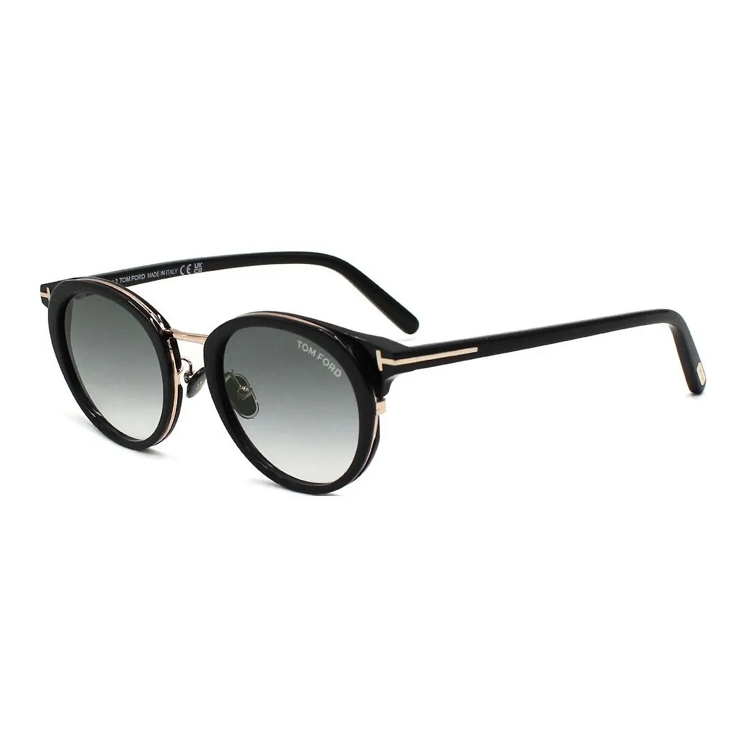 TOM FORD Plastic Nickel Alloy Round Sunglasses Men's Black
