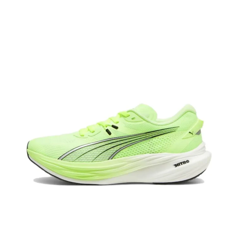 PUMA Deviate NITRO 3 Slip-Resistant Abrasion-Resistant Low-Top Беговые кроссовки Мужские Яблочно-зеленый