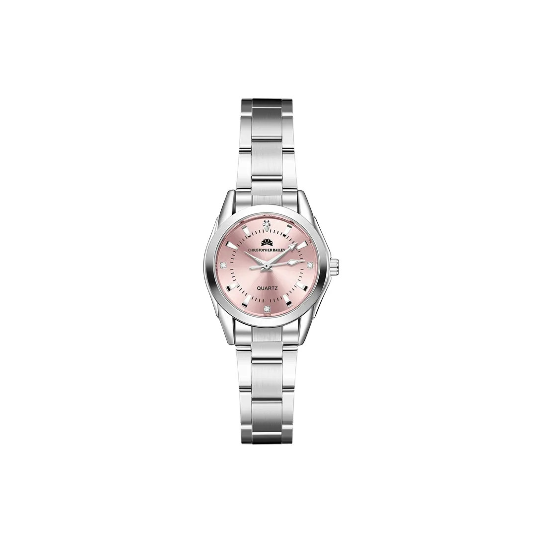 Corriberty Кварцевый механизм стальной ремешок женские часы розовый циферблат