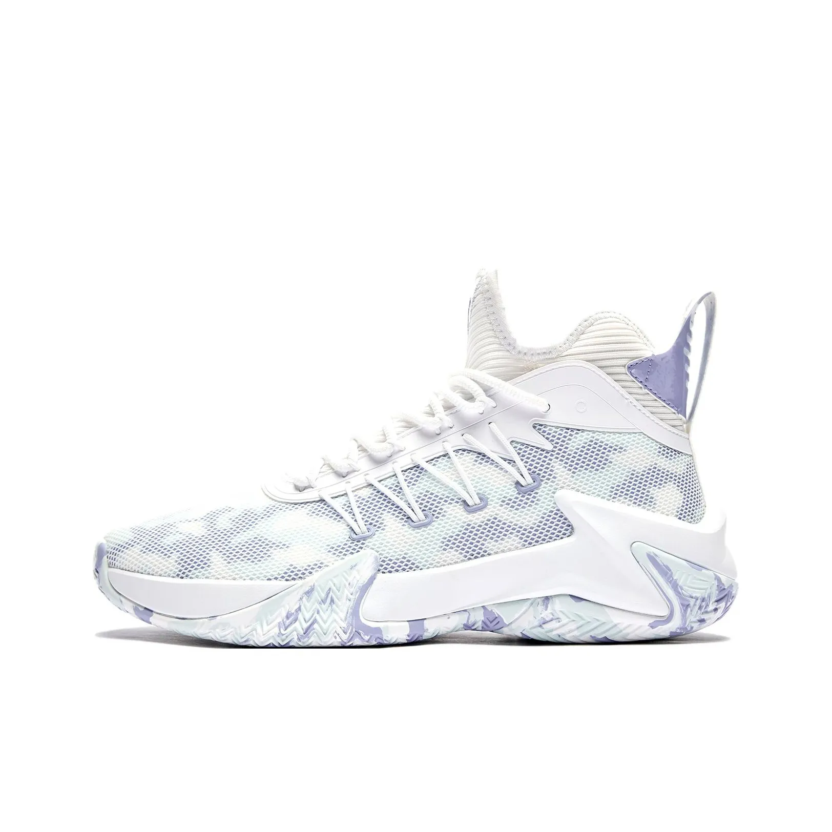 QIAODAN Broken Shadow 1.0 Basketball Shoes Men's Low Top Jordan White Light Moon Purple
