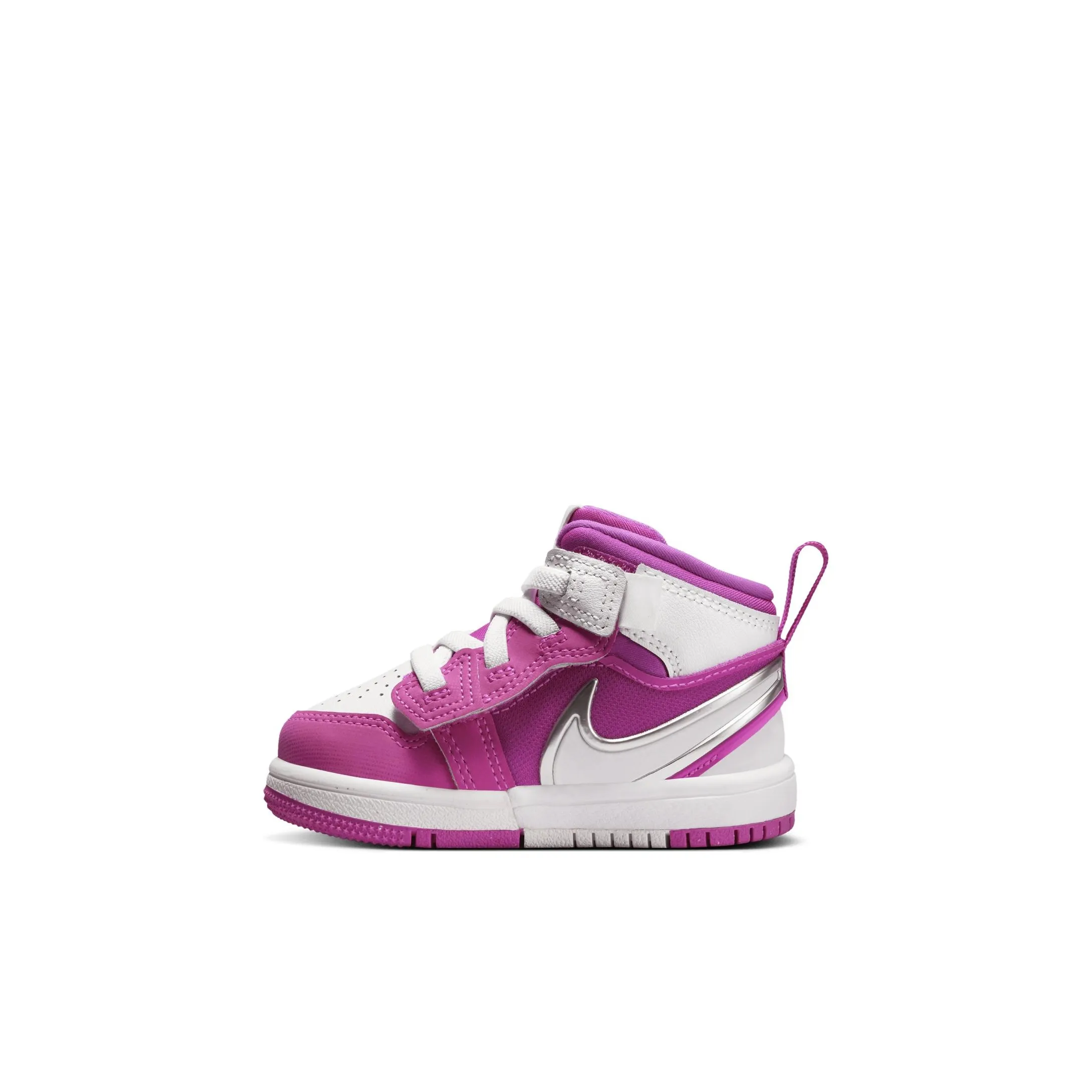 Jordan Air Jordan 1 Устойчивая к истиранию MID Топ Обувь для малышей Розово-белый Infant And Toddler