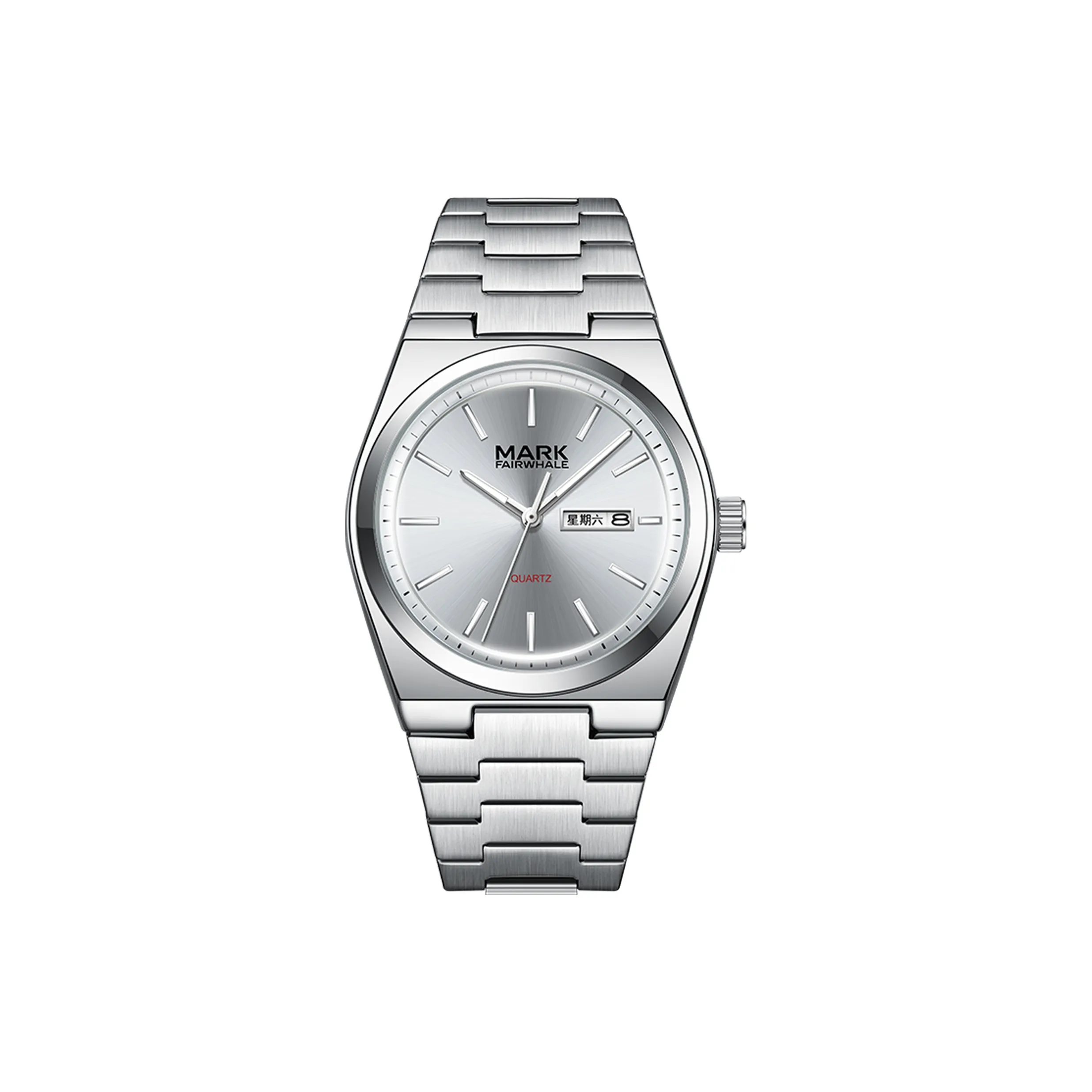 FAIRWHALE Pioneer Collection Кварцевый механизм Металлический ремешок Часы Мужские Серебристый циферблат