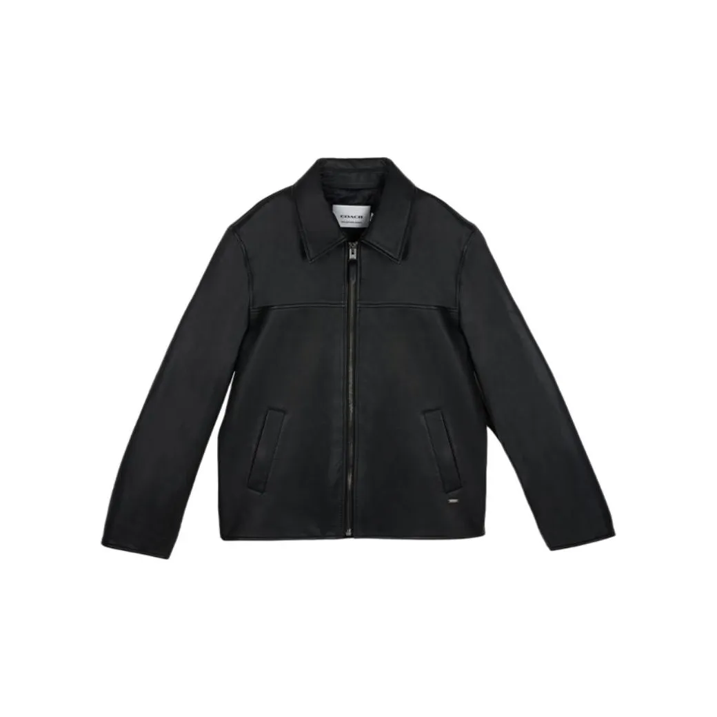 COACH FW24 Leather Jacket Men's Black