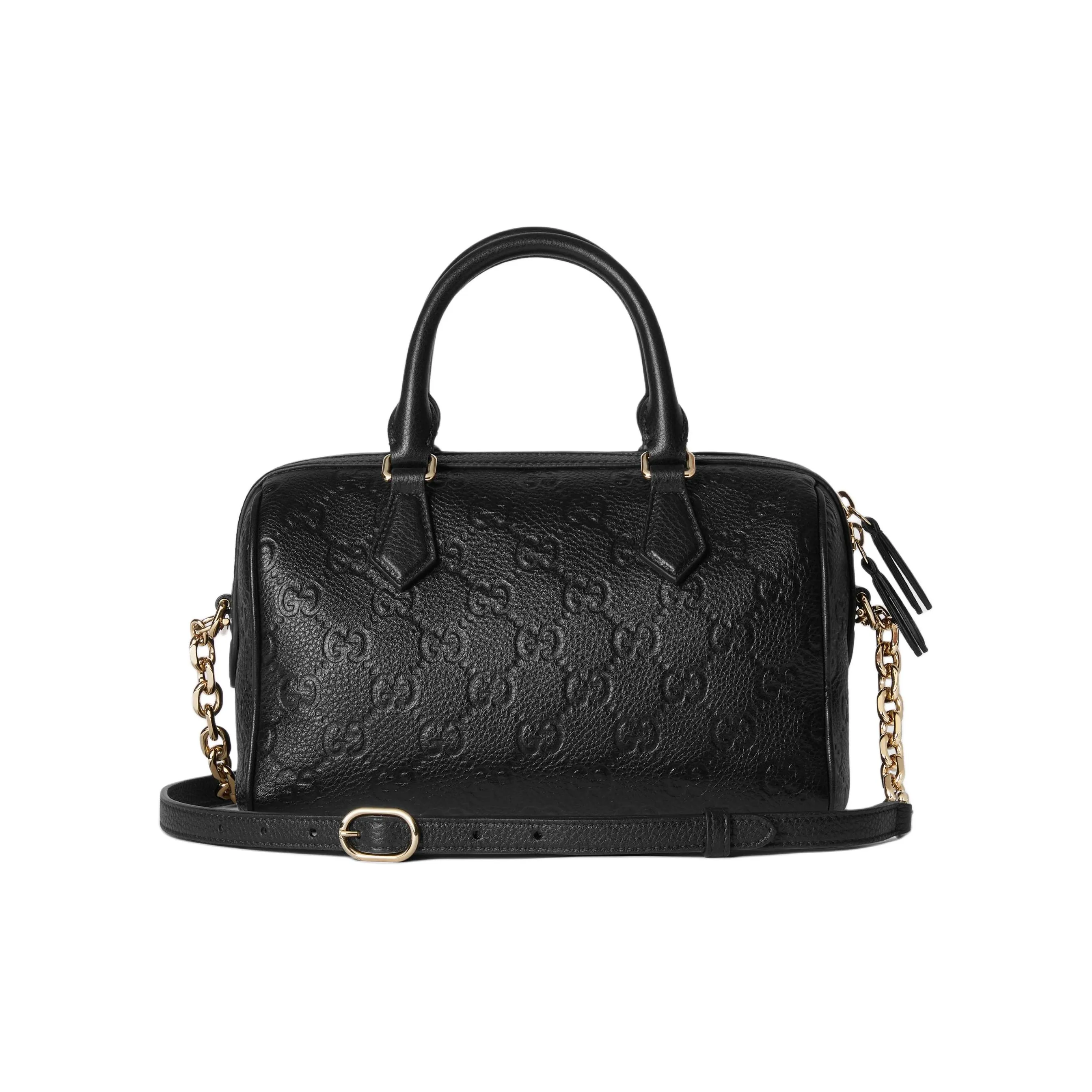 GUCCI Grain Leather Boston Bag, Shoulder Bag, Crossbody Bag, Handbag Small Women's Black