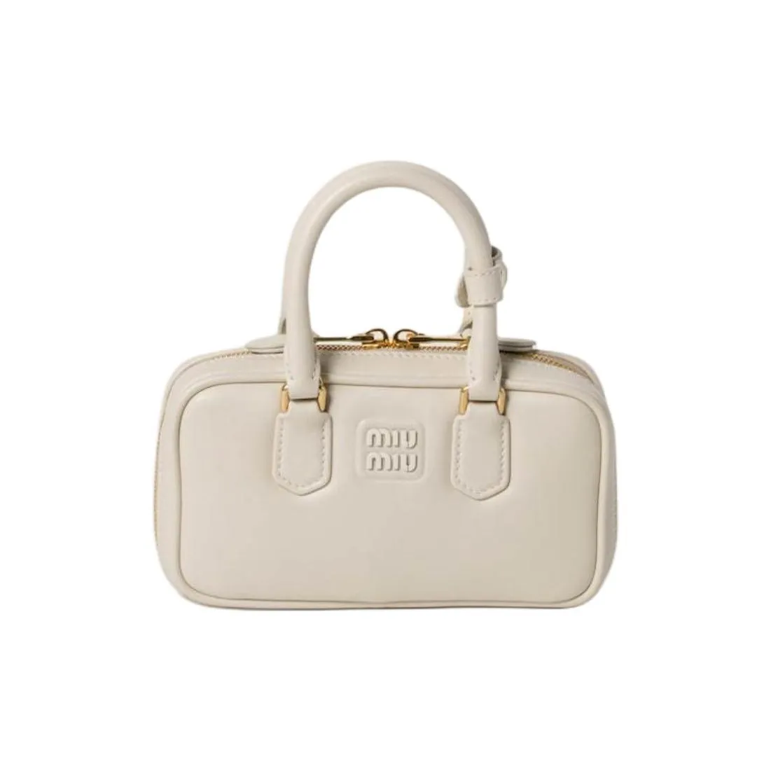 MIU MIU Arcadie Series Leather Shoulder Bag, Crossbody Bag, Handbag Mini Women's Chalk White