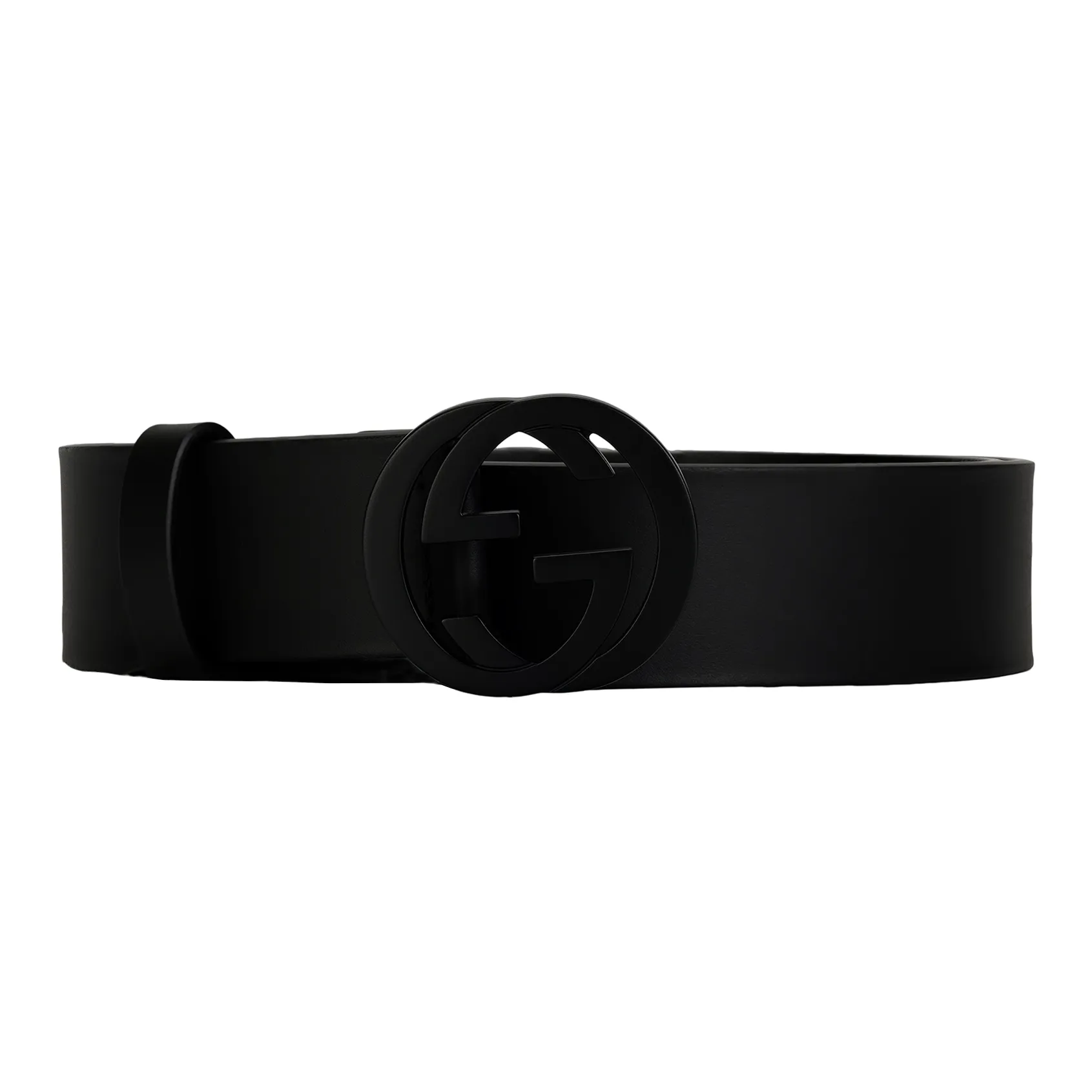 GUCCI Matte Interlocking G Belt Leather 1.5W