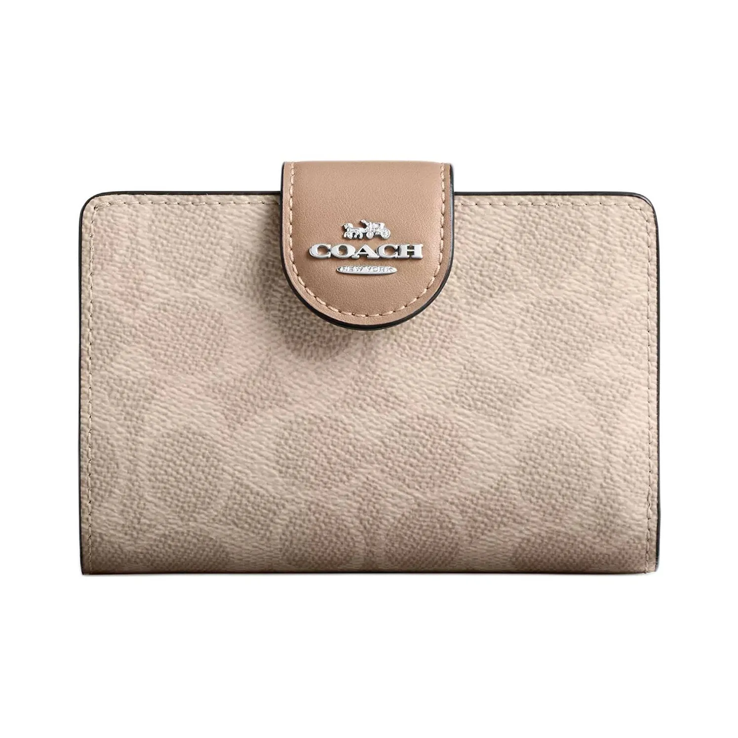 COACH SignatureCanvas High quality Leather Wallet Medium Size Women's Sand