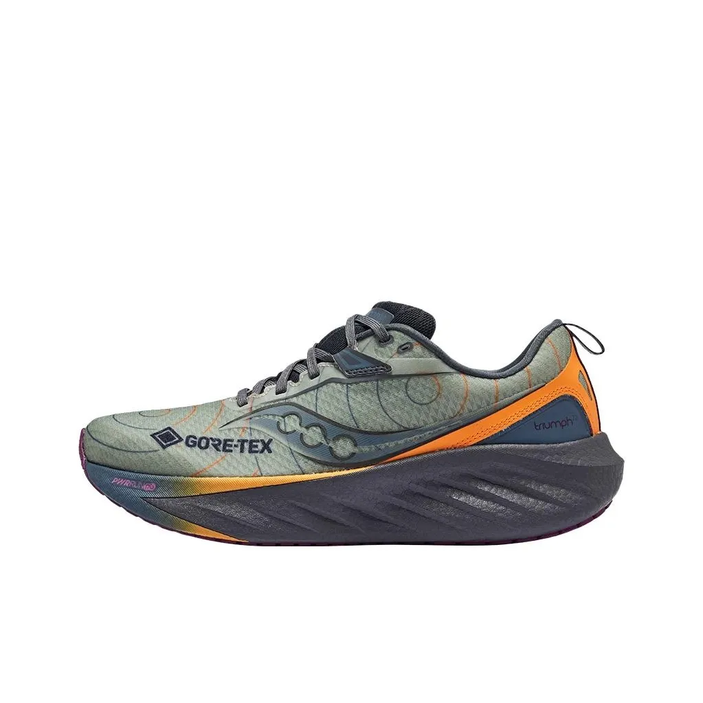 Saucony TRIUMPH 22 Breathable Low Top Running Shoes Men's Green Gray Yellow