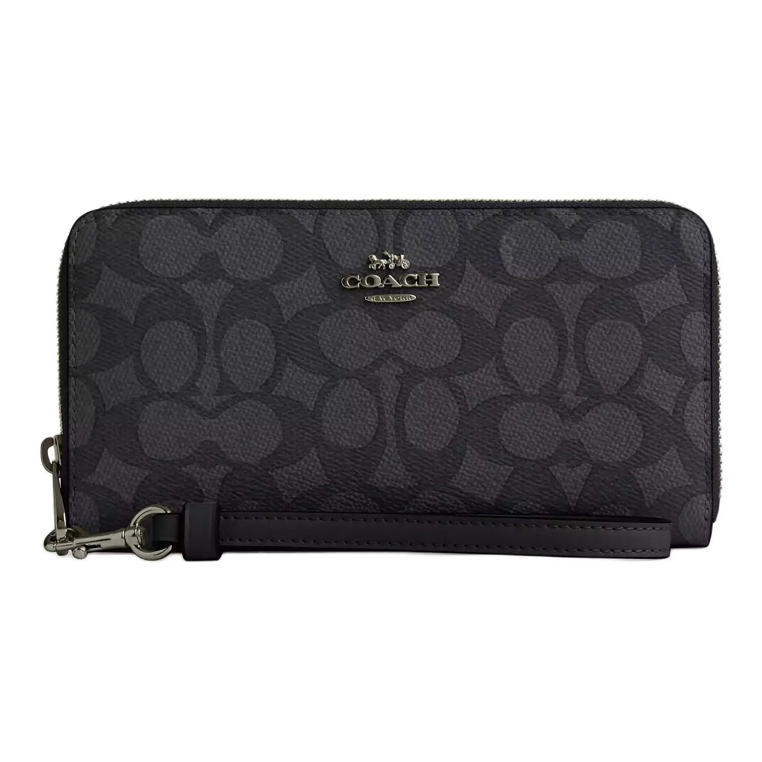 COACH Coated Canvas Wallet Trumpets Women's Charcoal & Black
