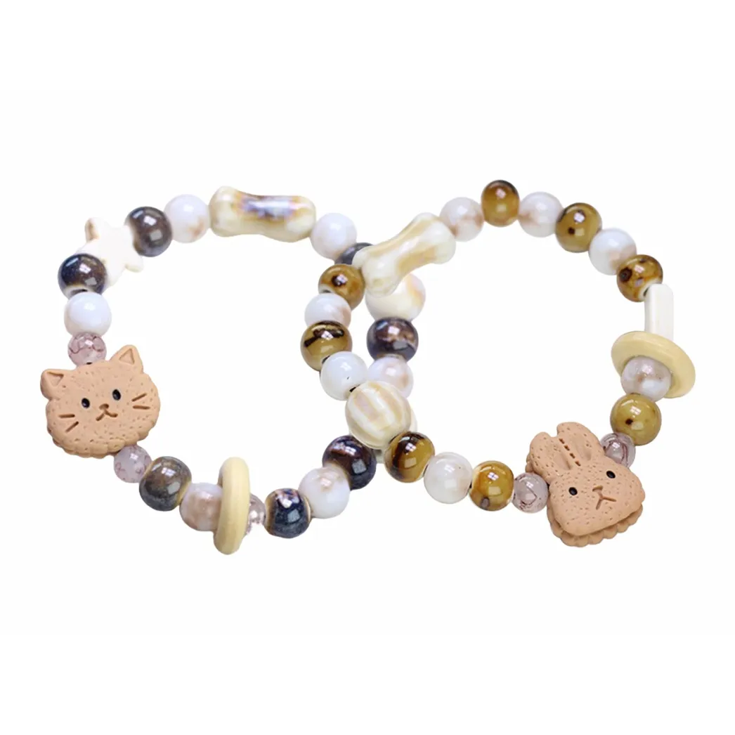 MUYAN Керамика Biscuit Кошка And Кролик Bestie Браслет с бусинами Женские