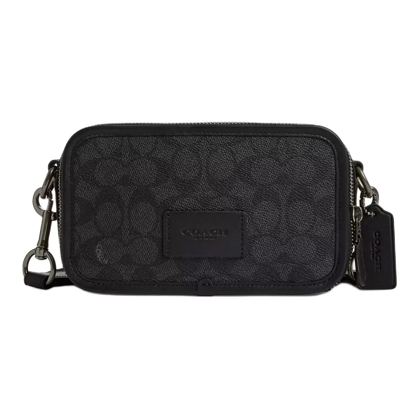 COACH Coated Canvas Shoulder Bag Crossbody Bag Small Size Men's Charcoal