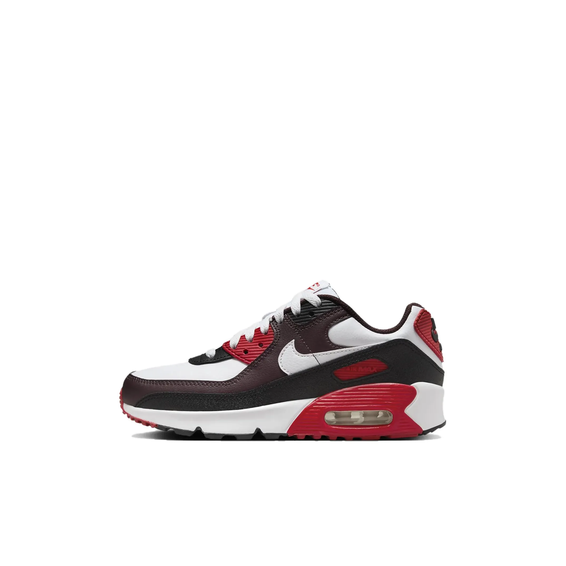 Nike Air Max 90 Abrasion Resistant Low Top Kids' Running Shoes White Black Red Kids'