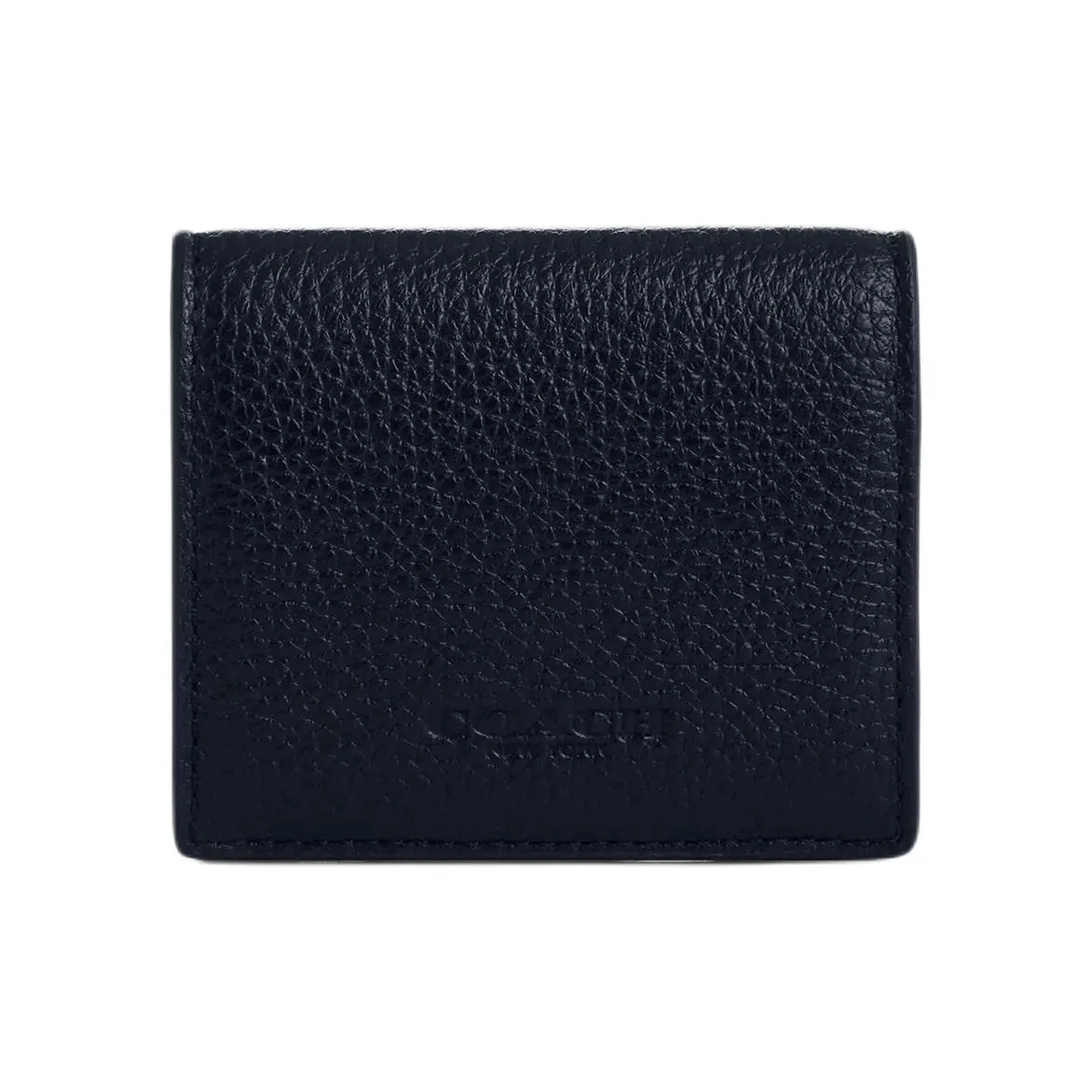 COACH Billfold Wallet High-Quality Pebbled Leather Coin Purse Mini Men's Midnight Navy