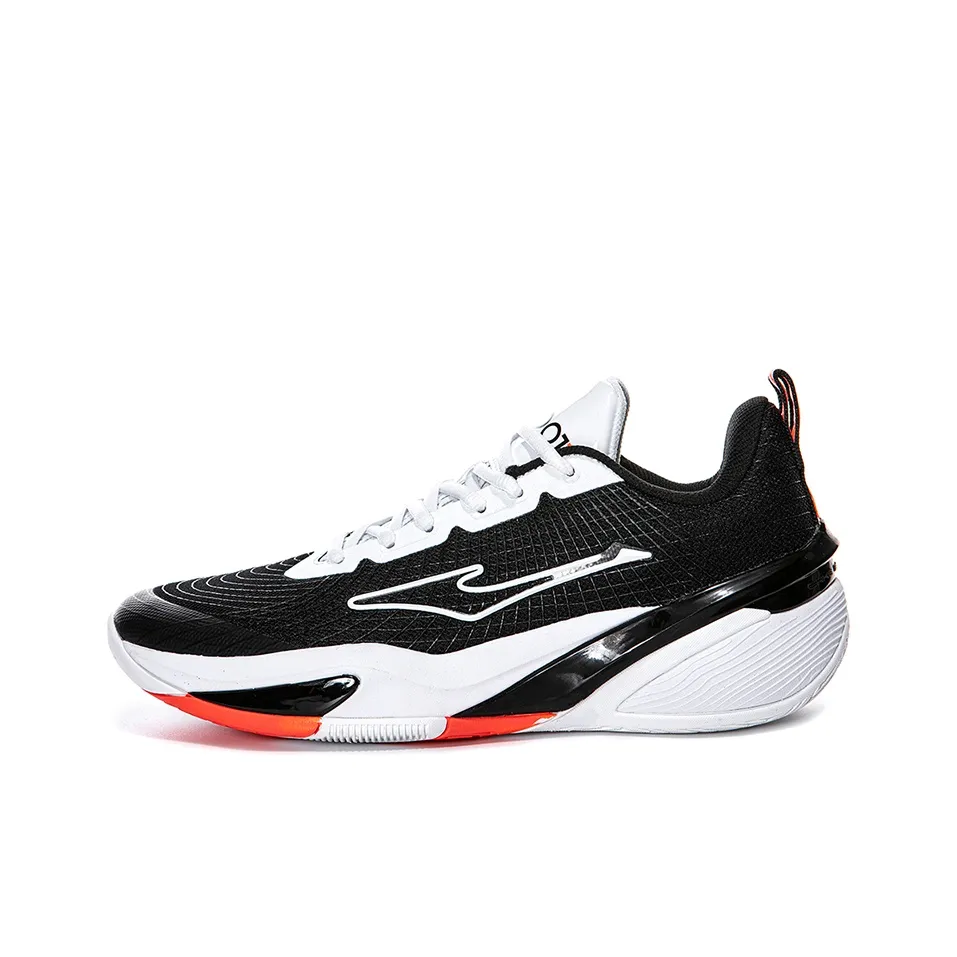 Erke Shock Absorbers Slip-Resistant Abrasion-Resistant Low-Top Basketball Shoes Men's Black White Эрке Шок Абсорберы Противоскользящие Устойчивые к Износу Низкие Кеды для Баскетбола Мужские Черный Белый