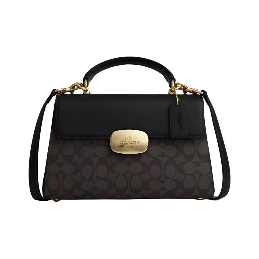 COACH Eliza Artificial Leather Handbag Crossbody Bag Large Size Women's Black