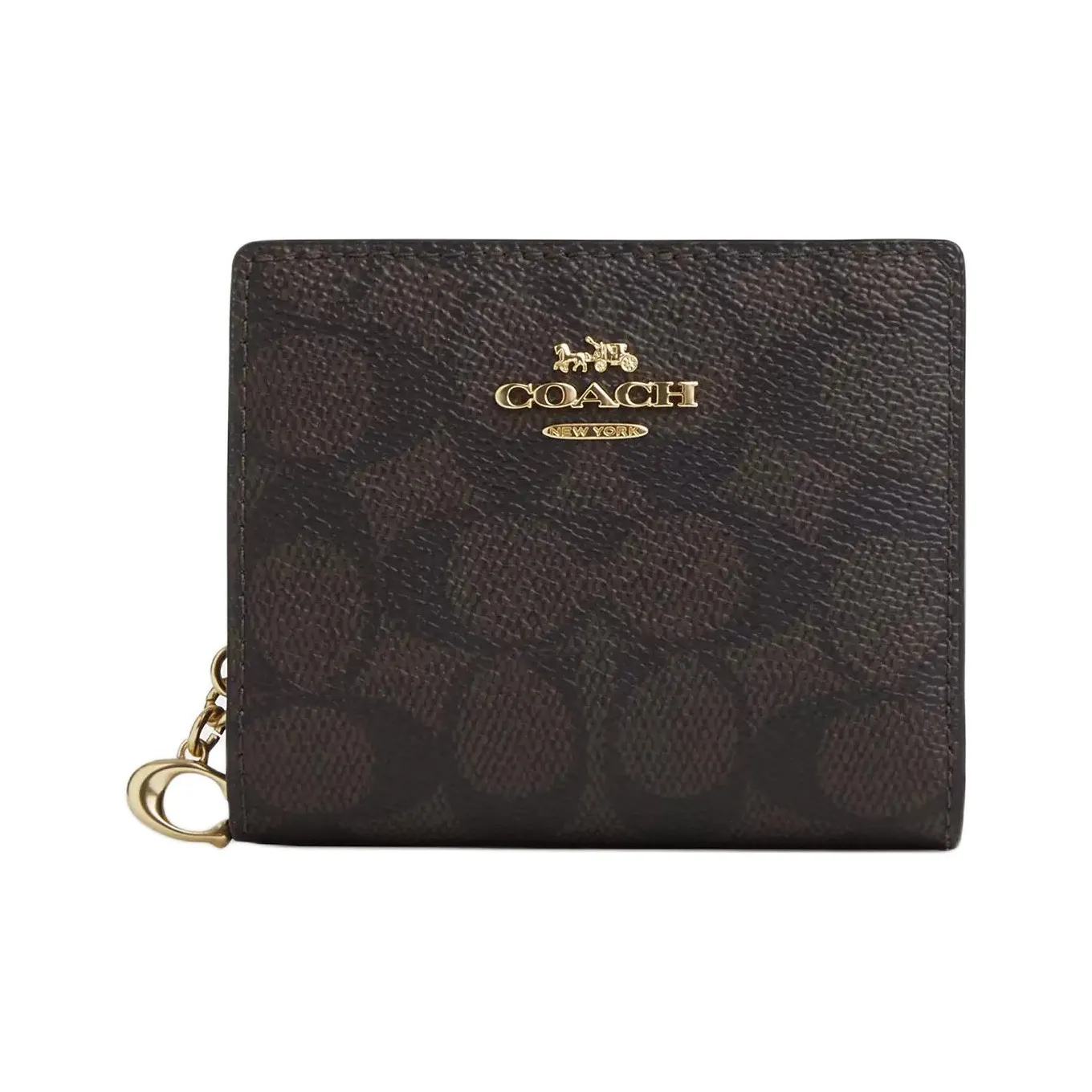 COACH Coated Canvas Wallet Mini Women's Walnut & Black
