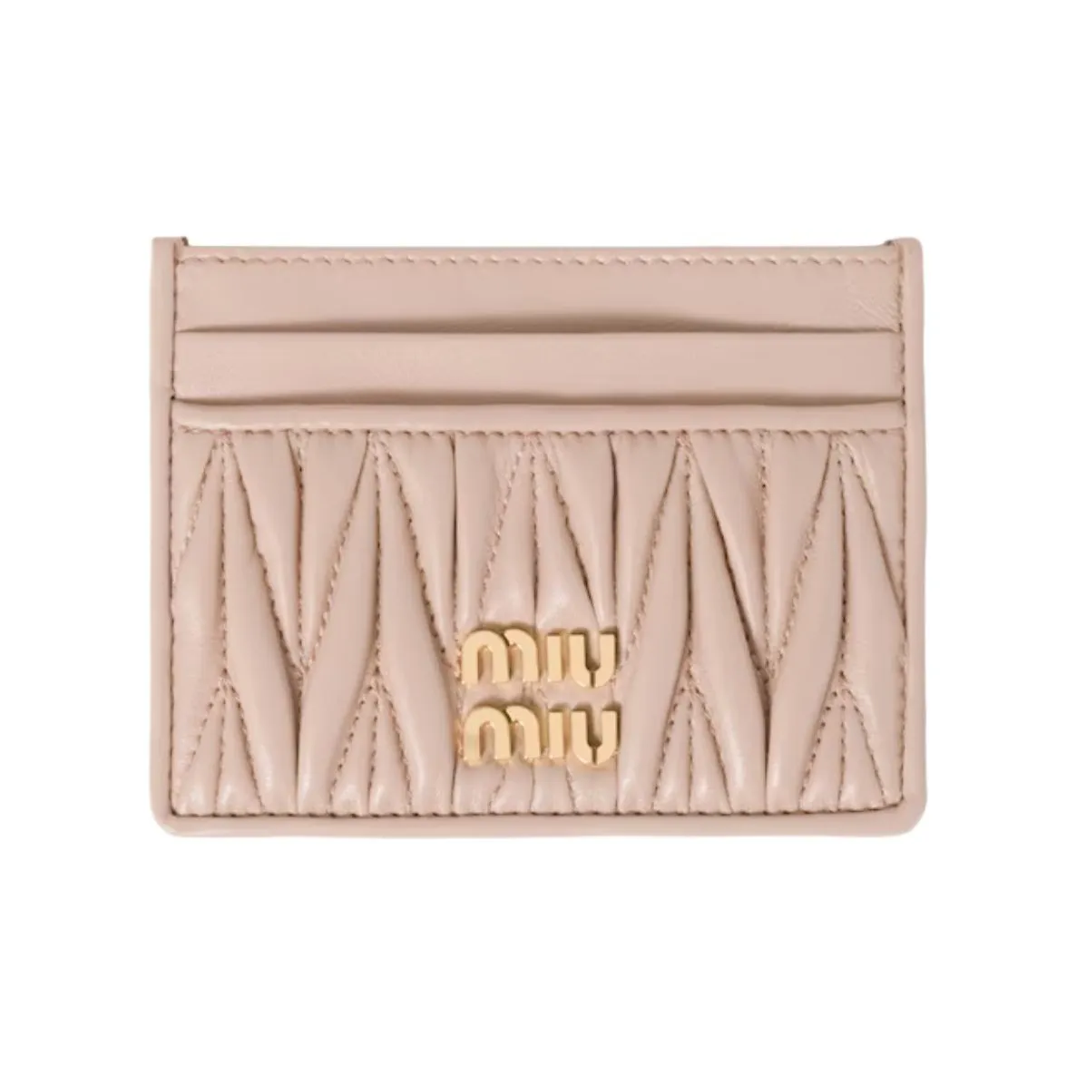 MIU MIU Quilting Nappa Leather Card Holder Women's Light Pink