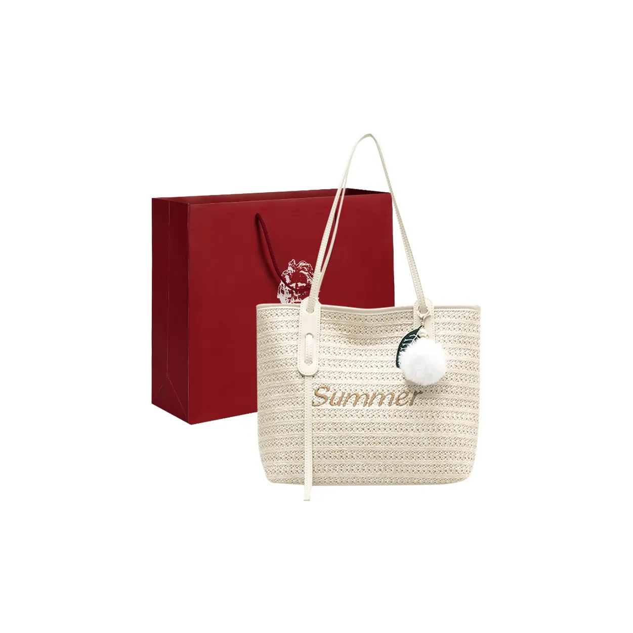 Old Man's Head Fabric, Synthetic Leather Tote Handbag, Shoulder Bag Women's White