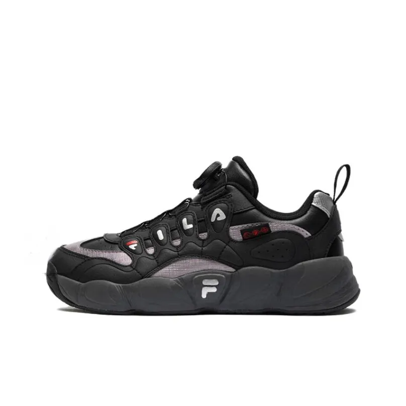 FILA KIDS BOA Anti Slip Wear Resistant Low Top Children's Basketball Shoes Black Unisex