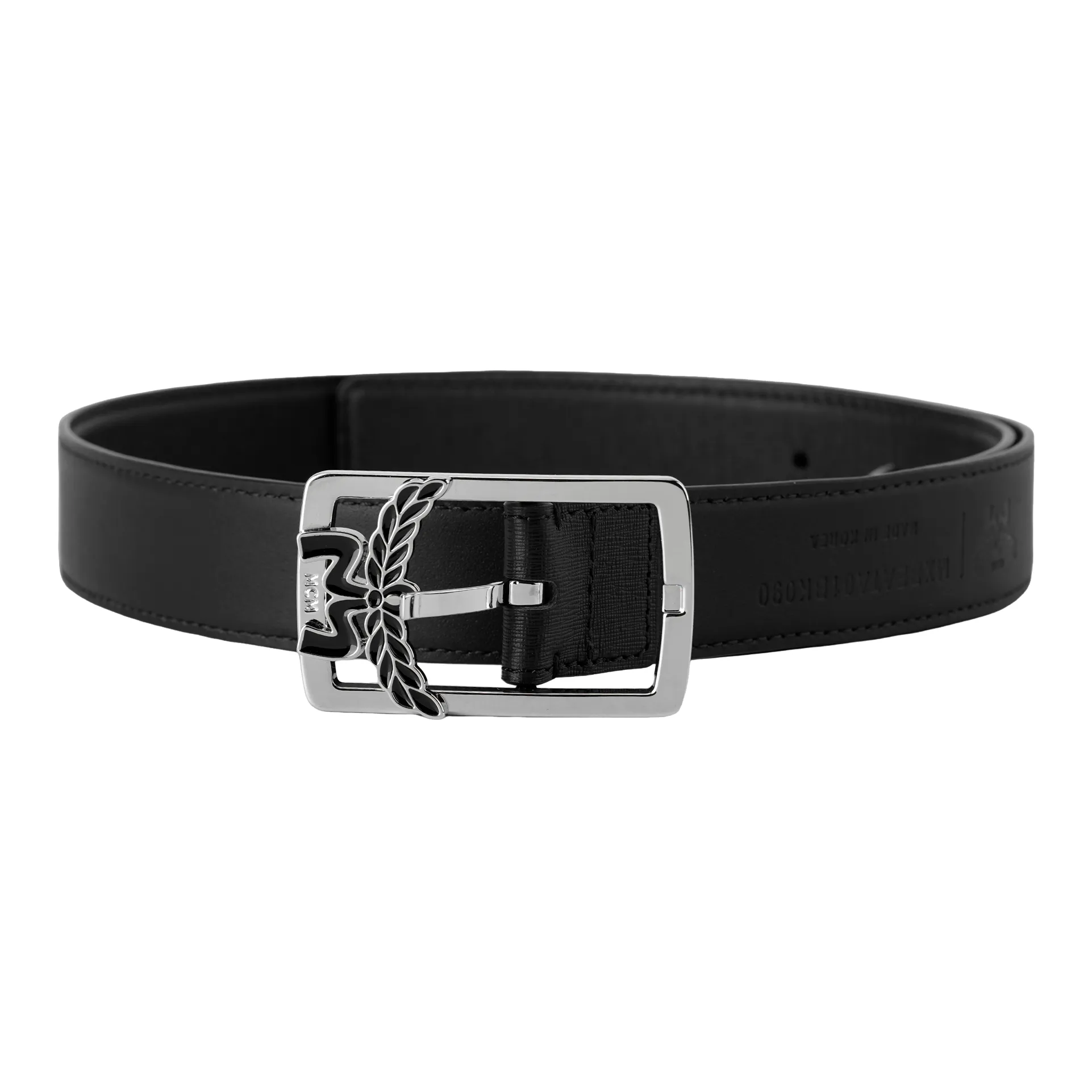 MCM Cow Leather Belts Women's Black Width 2.8cm