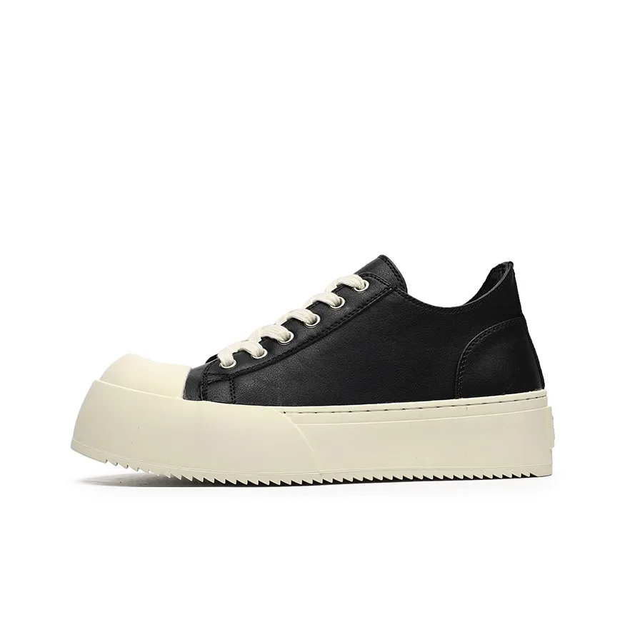 ΛOLUNKΛ Slip Resistant Cushioning Low Top Skateboard Shoes Unisex Black
