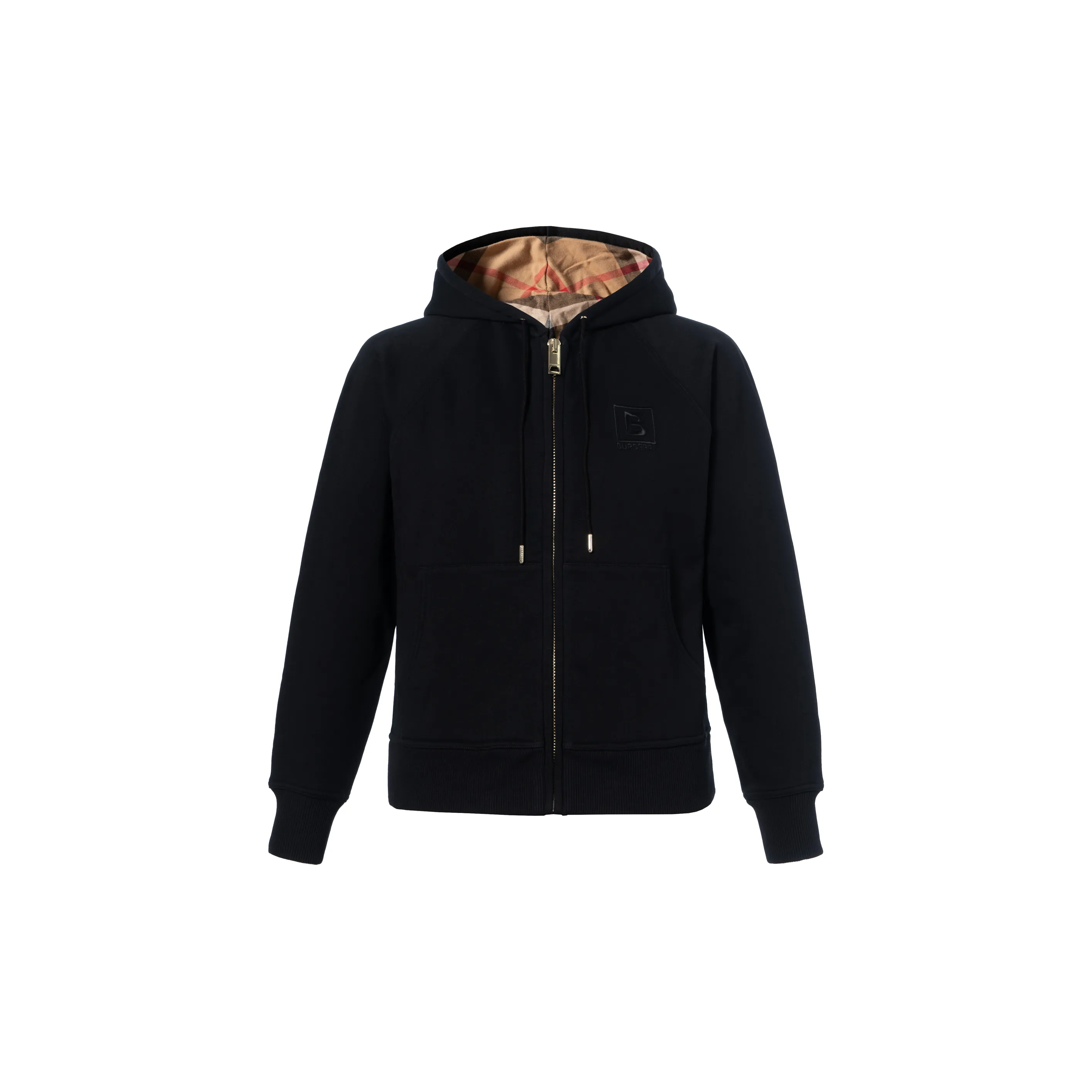 Burberry Women's Letter Graphic Cotton Blend Zip Hoodie Black