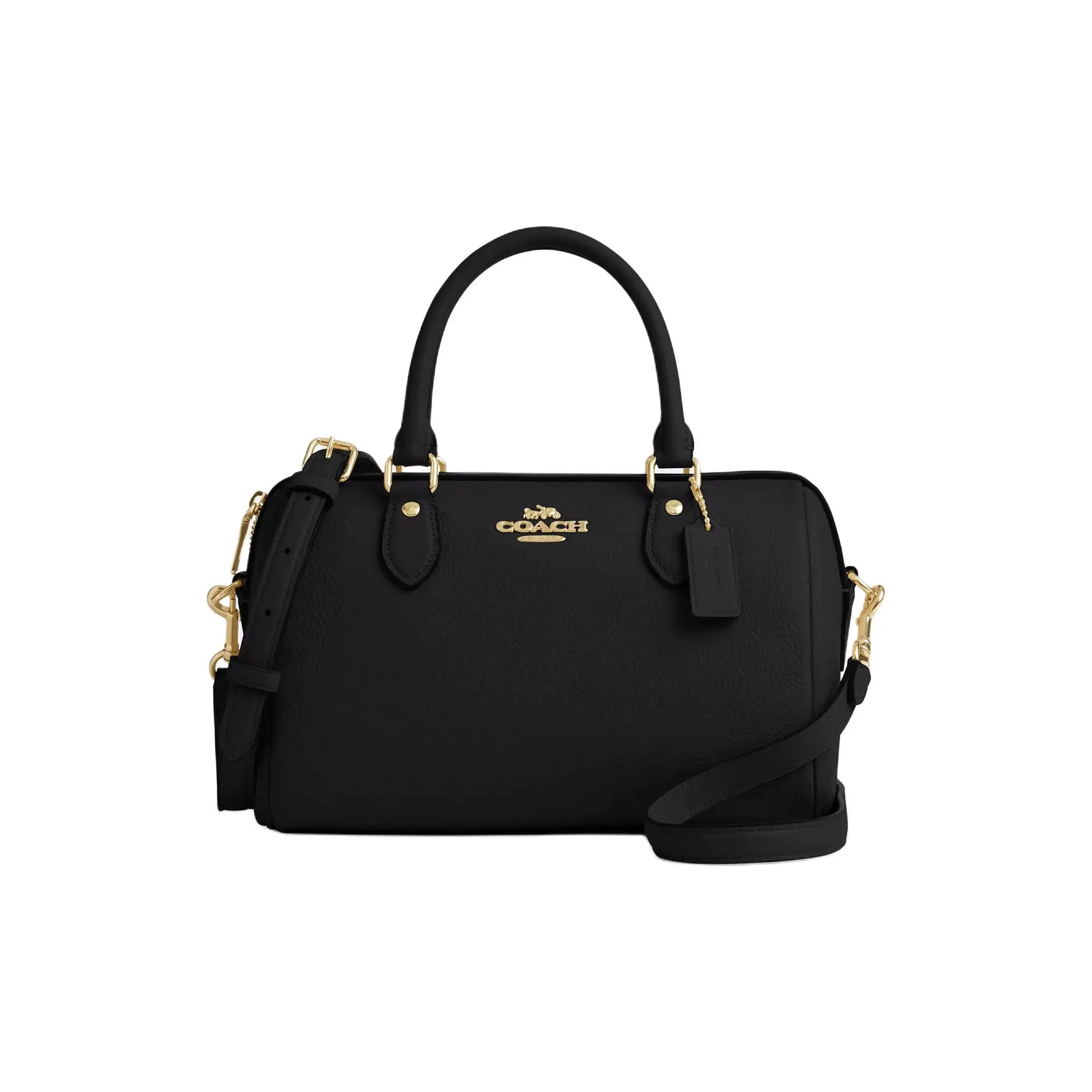 COACH Rowan Pebble Кожа Сумка через плечо Сумка среднего размера Женская Черная