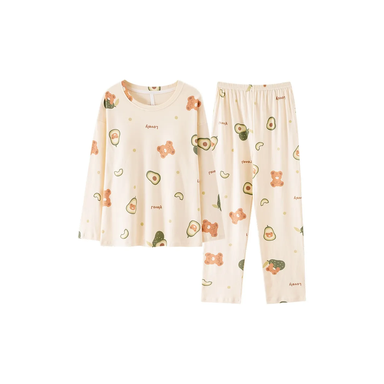 Pretty Lady Pajama Set Women's Apricot Avocado