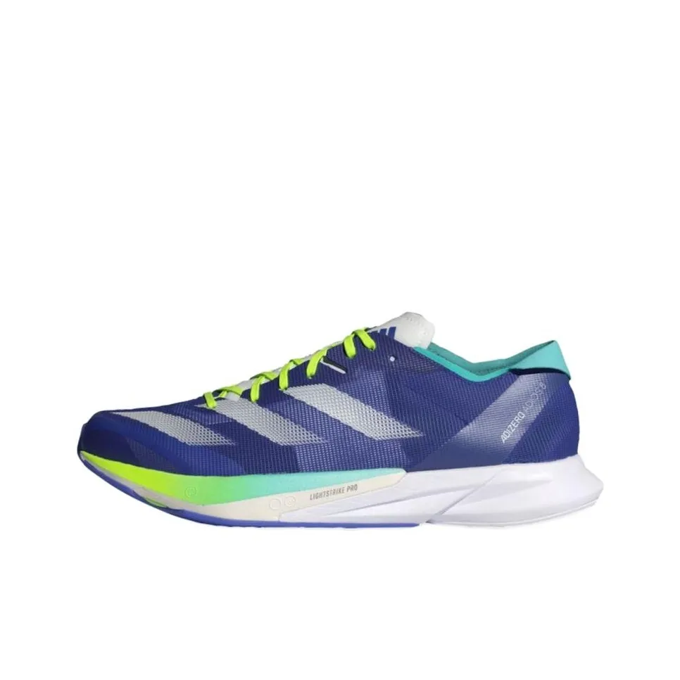 Adidas Adizero Adios 8 Abrasion Resistant Breathable Low Top Running Shoes Men's Blue Gold Color