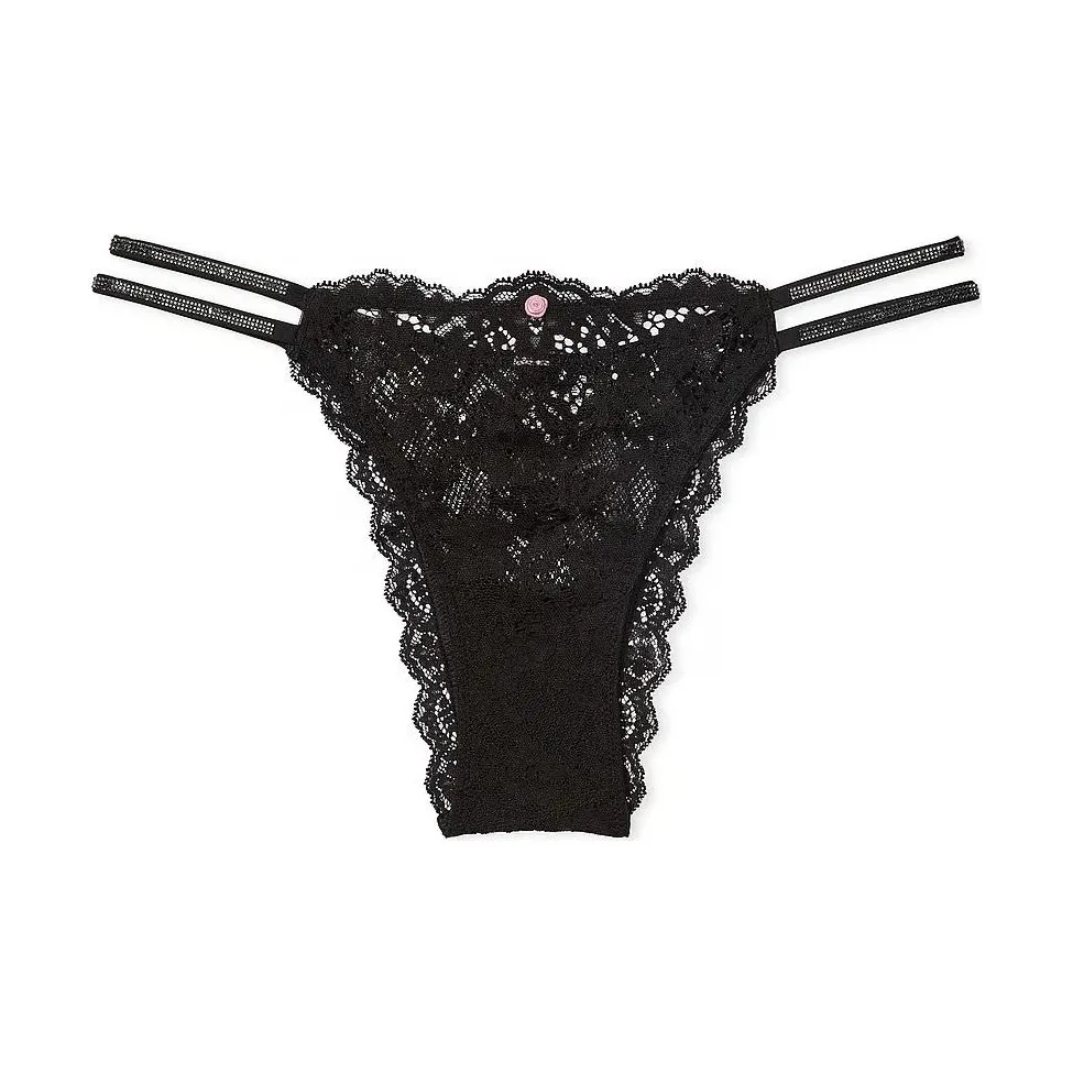 Victoria's Secret Dream Angels Twinkle Strap Lace Brazilian Panty / B Underpants Women's 1 Pack Black