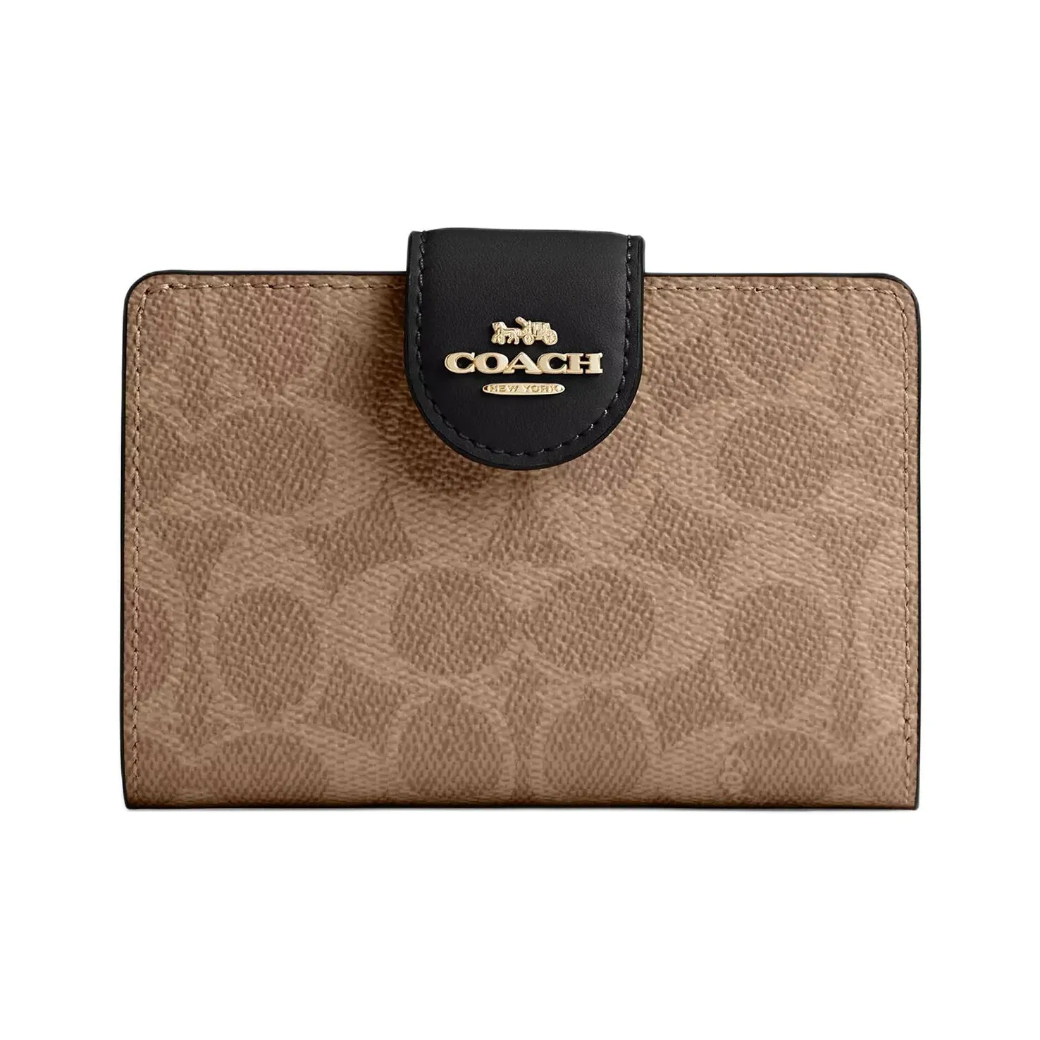 COACH Кожа Кошелек Средний Женский Коричневый Черный