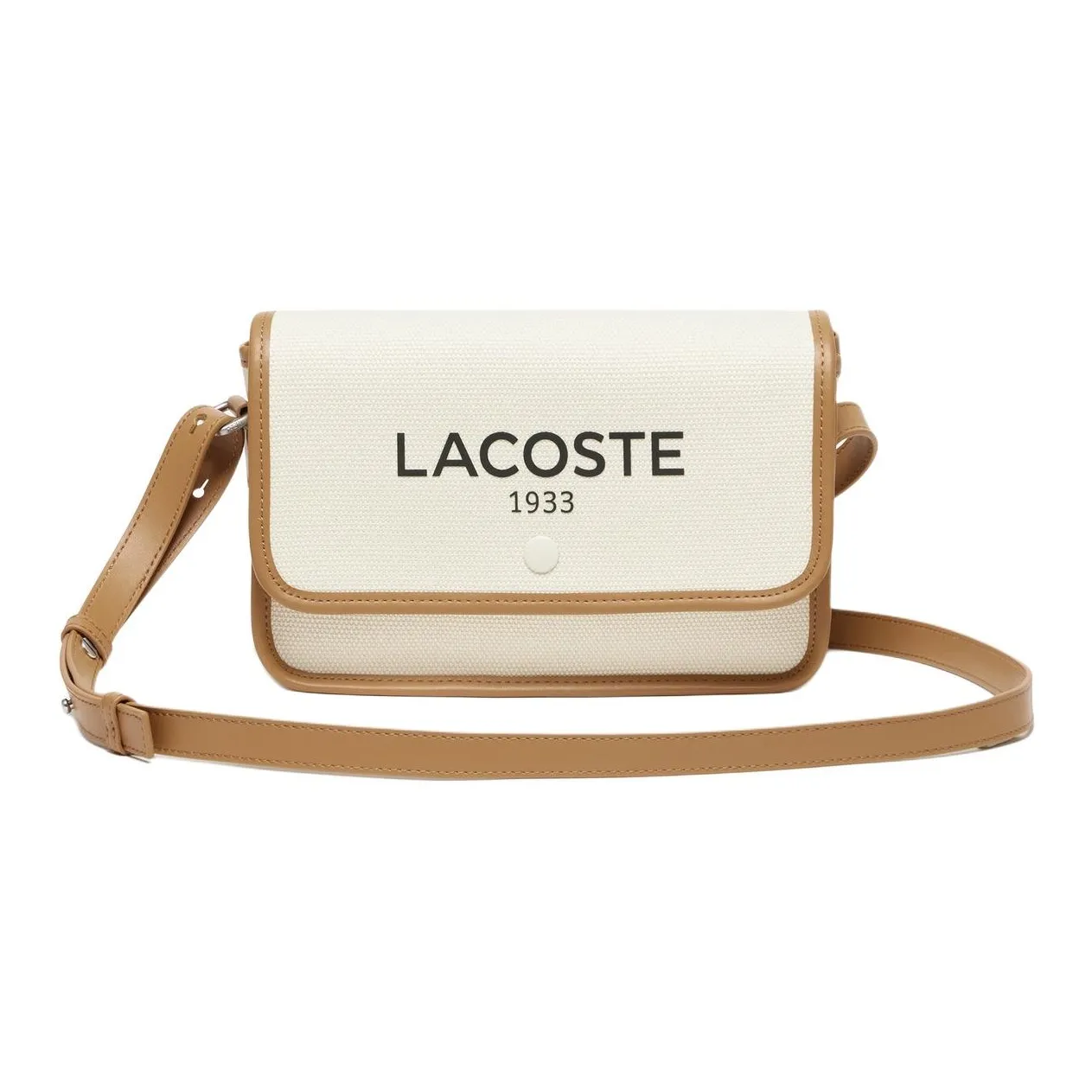 LACOSTE Cotton Canvas Crossbody Bag, Shoulder Bag Regular Women's Tan