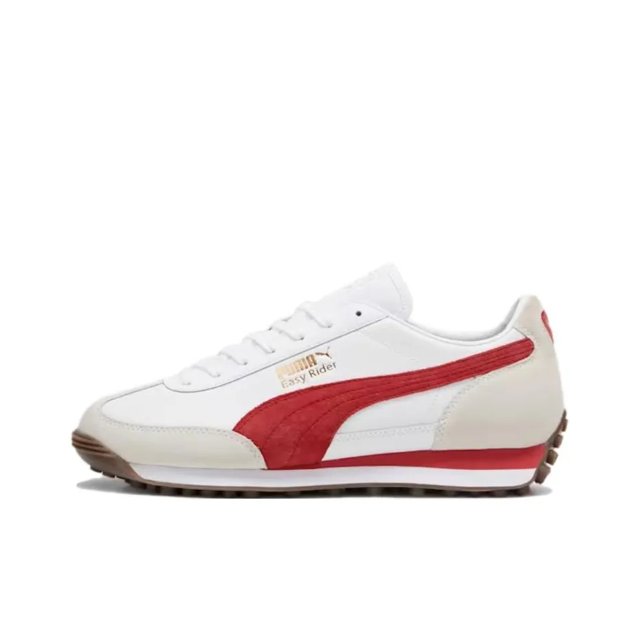 PUMA Easy Rider Low Top Casual Shoes Unisex White Red