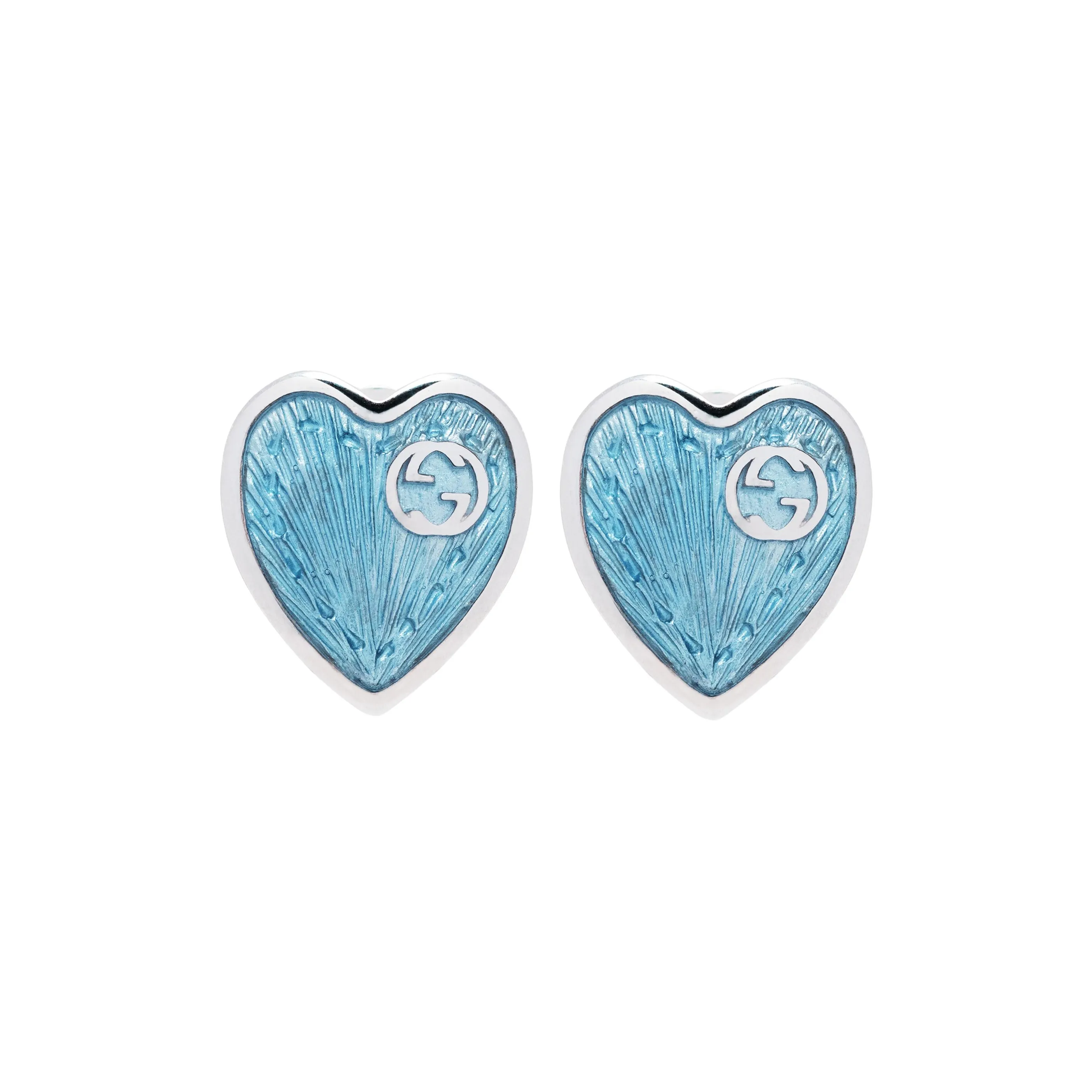 GUCCI 925 Sterling Silver Stud Earrings Women's Blue
