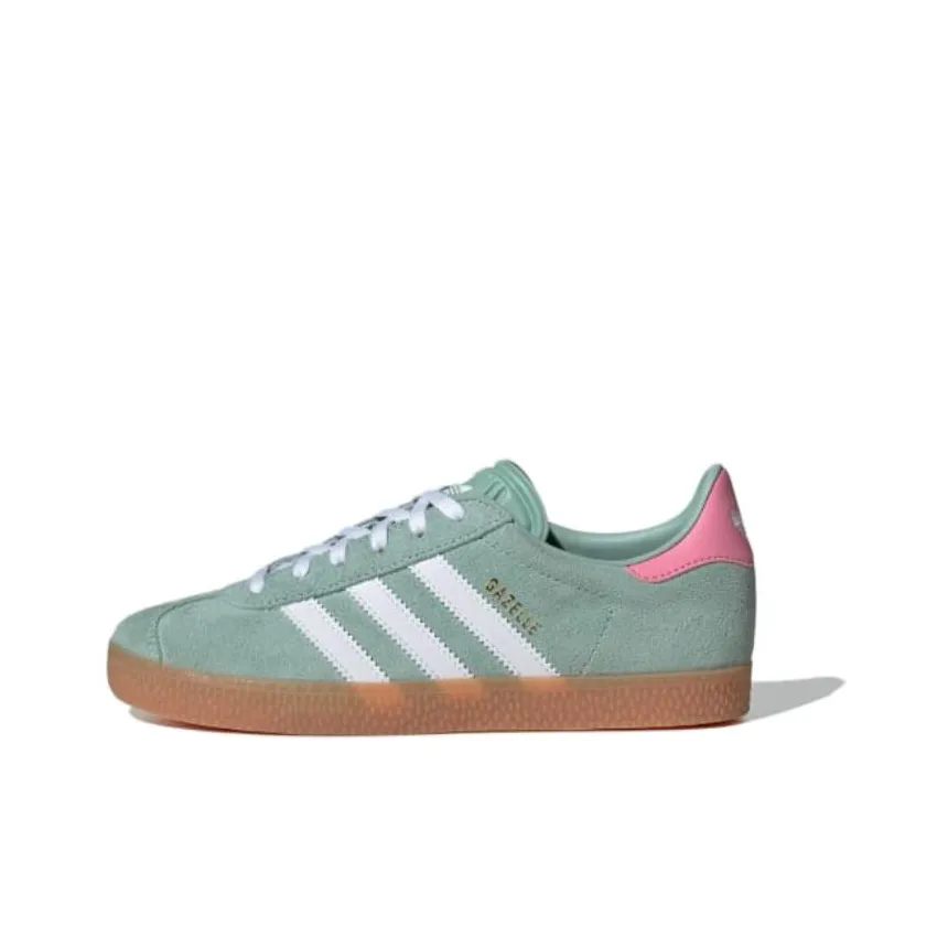 Adidas Originals GAZELLE Abrasion Resistant Low Top Kids' Skateboarding Shoes Green White Pink