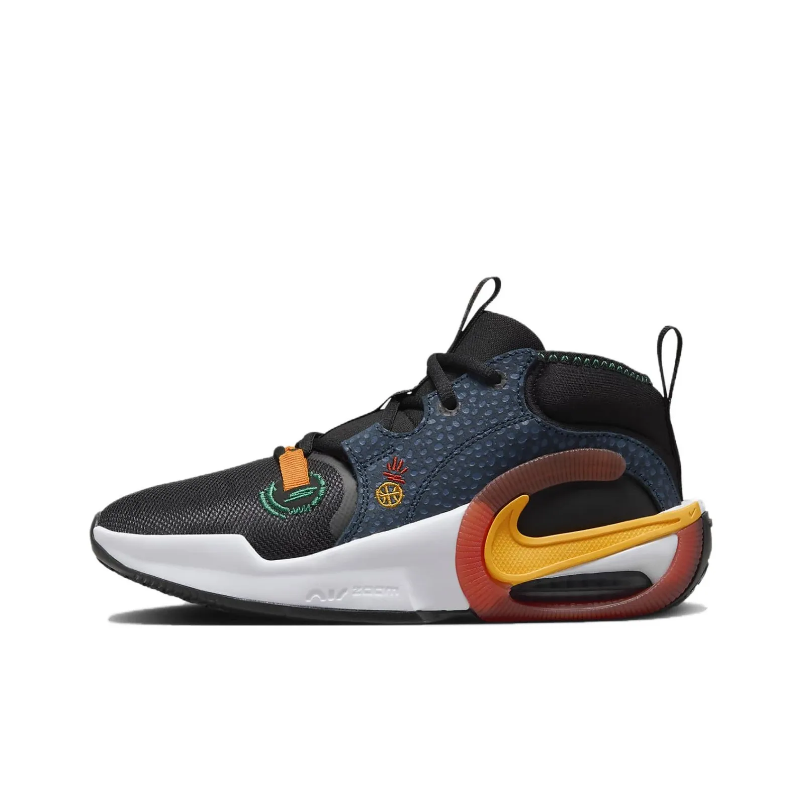 Nike Air Zoom Crossover 2 SE Slip Resistant Shock Absorbers Mid Top Children's Basketball Shoes Black Blue