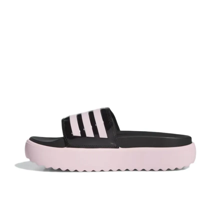 Adidas Adilette Platform Slides Core Black Clear Pink Women's