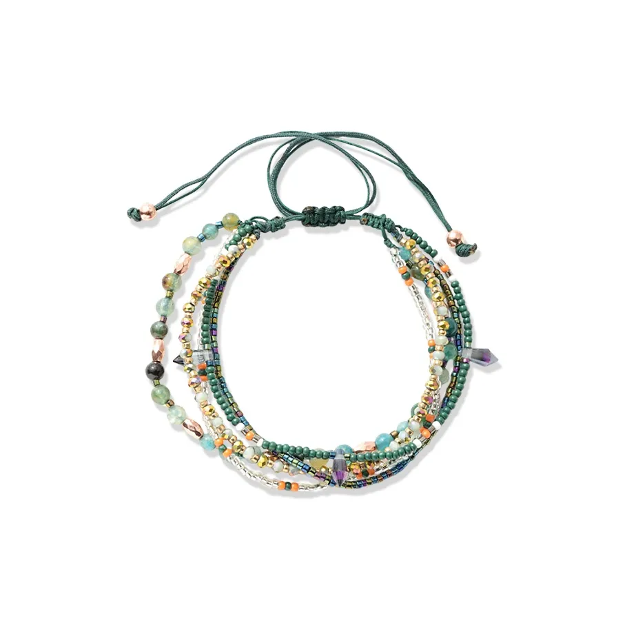 WANLIACC Ткань Этнический стиль MULTI Layer Браслет Женский