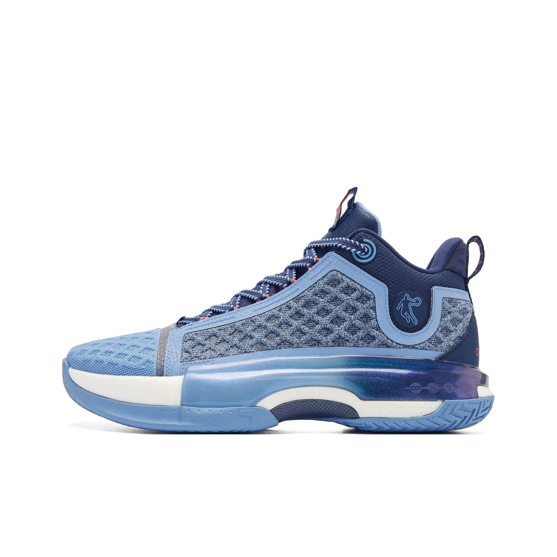 QIAODAN Battle Of The 7th Basketball Shoes Men's Mid Top Rhythmic Blue