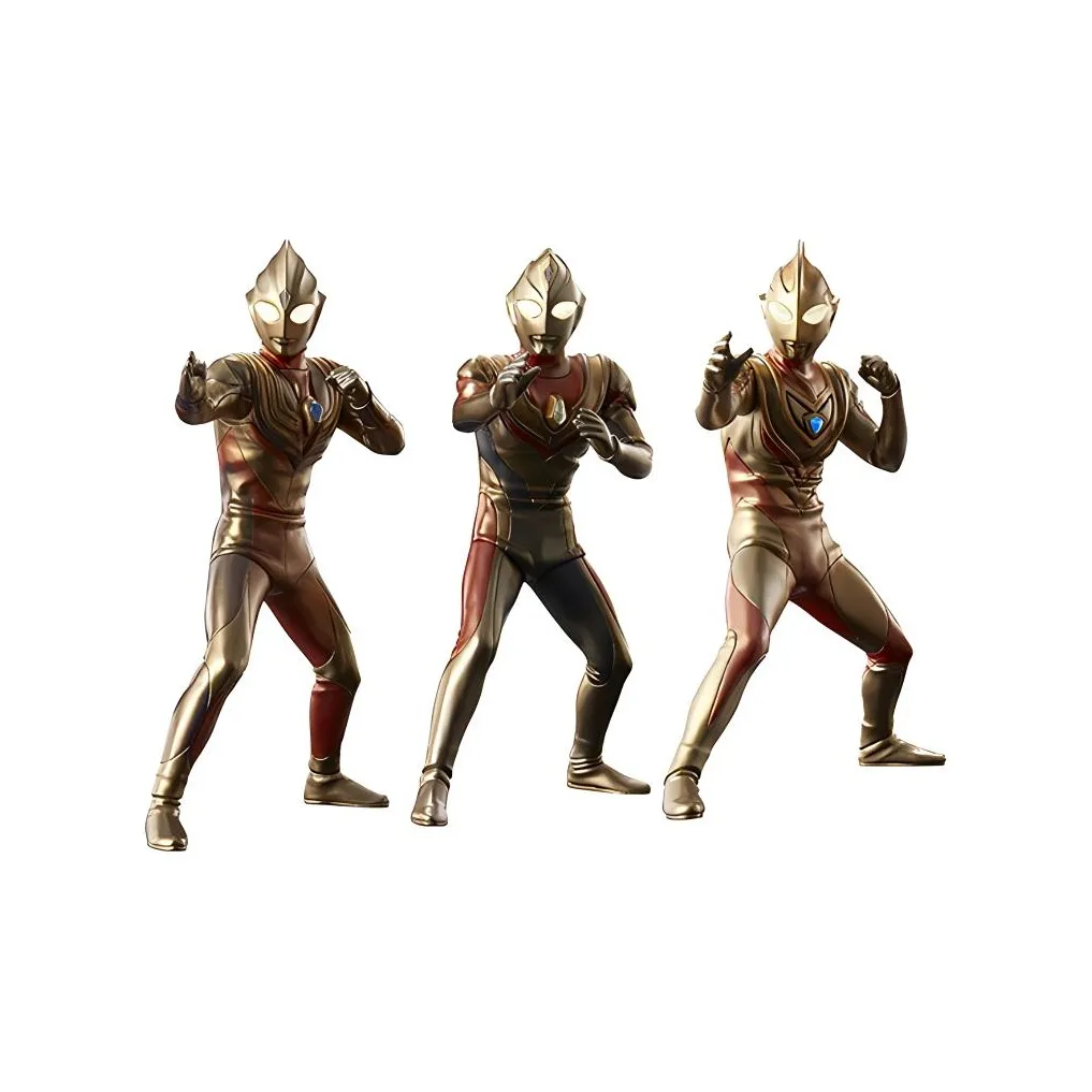 BANDAI Ультрамен Светящийся Капсульный Игрушка Тигра DYNA Gaia Zeta Gamma Призрачный Набор Счастливый Draw Полный Комплект OF 3 PIECES