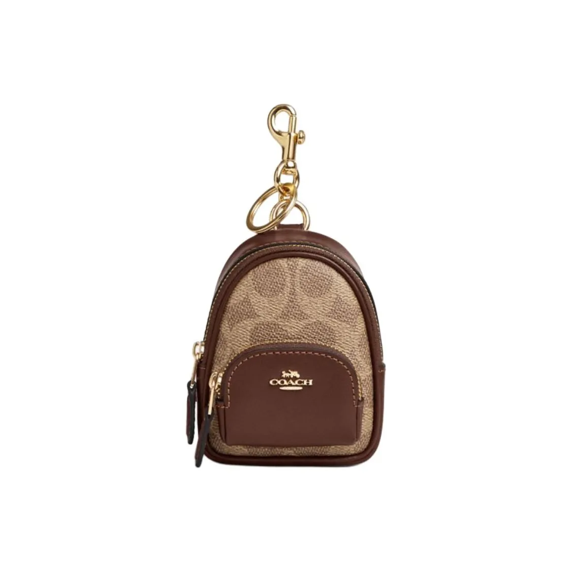 COACH Покрытый холст Bag Charm Сумка Мерч Мини Женские Коричневый
