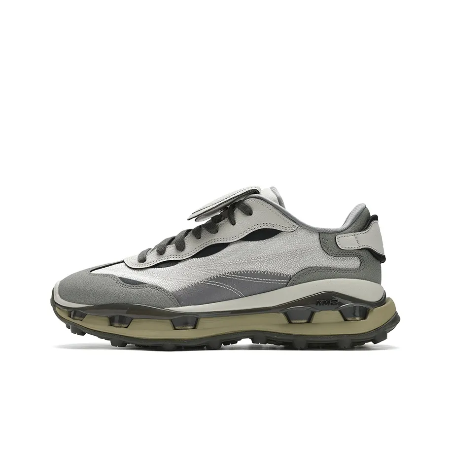 FILA KM2 Breathable Low-Top Running Shoes Men's Silver Green