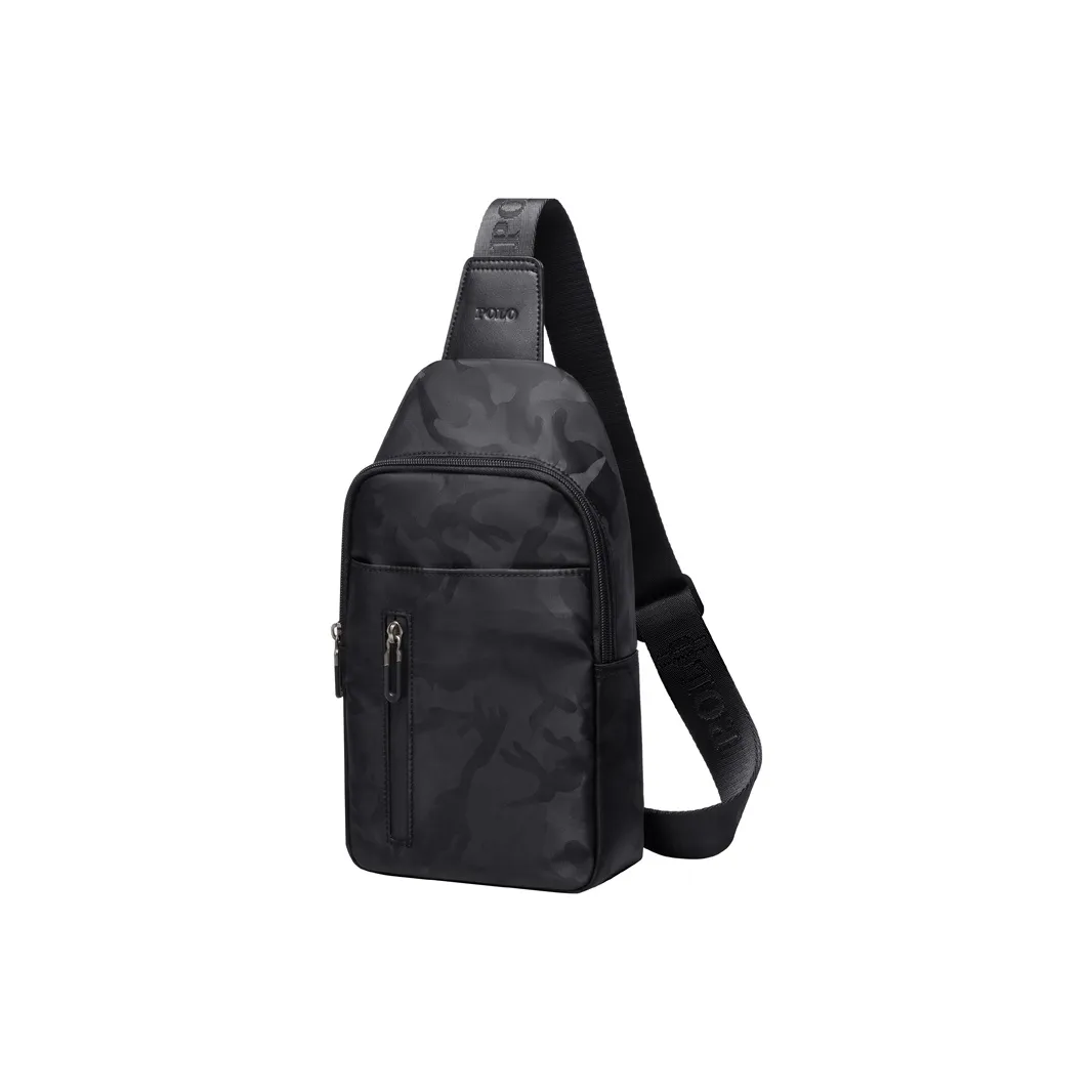 POLO Fabric Sling Bag Large Size Men's Black/Gray