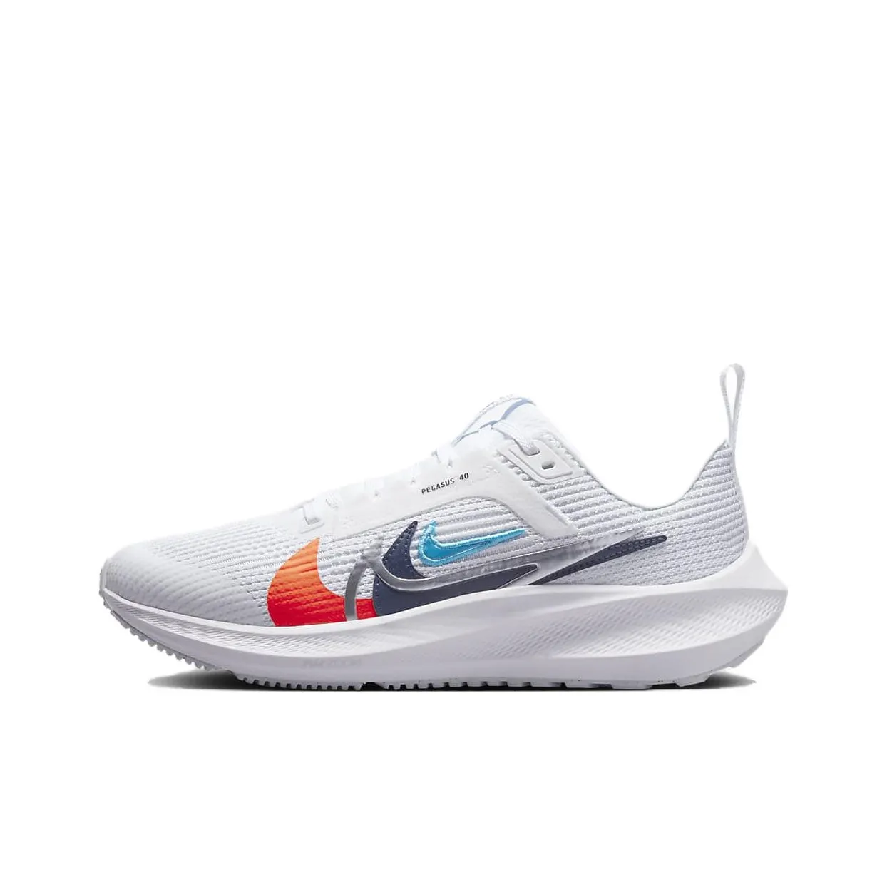 Nike Air Zoom Pegasus 40 Slip Resistant, Abrasion Resistant, Breathable Low Top Kids' Running Shoes White Gray Orange