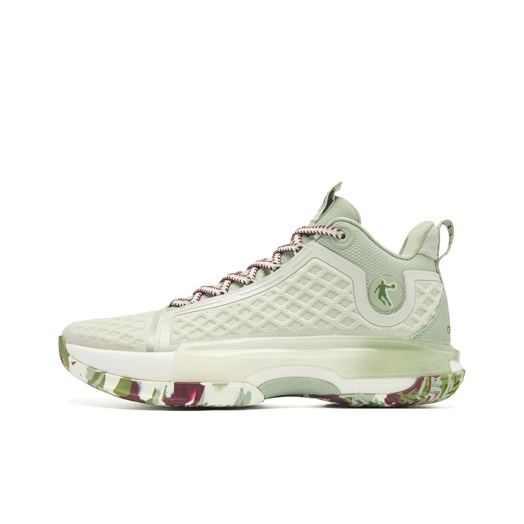 QIAODAN Battle Of The 7th Basketball Shoes Men's Mid Top Luo Gray Pea Green
